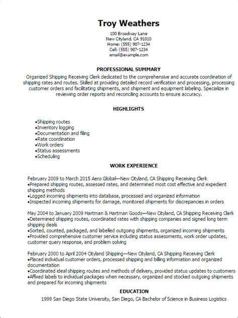 Shipping and Receiving Resume Examples に対する画像結果