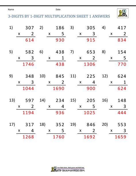 Image result for Multiplying 3-Digit by 1 Digit