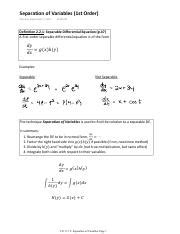 Afbeeldingsresultaten voor Separation of Variables Second Order