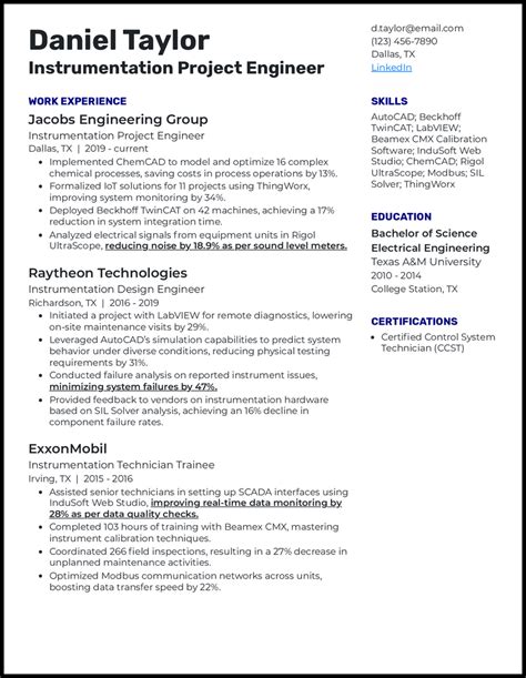 Résultat d’images pour Project Engineer Resume