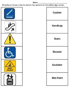 Safety Signs Matching Worksheet に対する画像結果