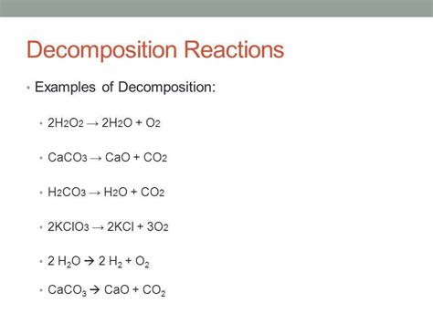 Image result for Decomposition Reaction Example Equation