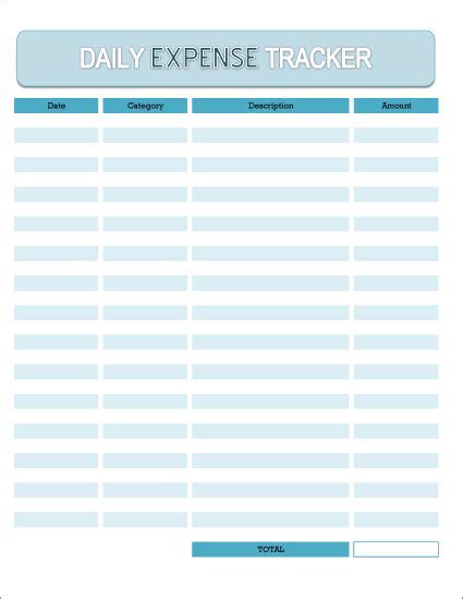 Image result for Printable Daily Expense Worksheet