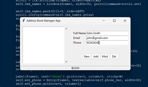 Image result for Adress Book Python GUI