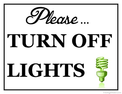 Image result for Sign Template for Restroom Turn Off Light