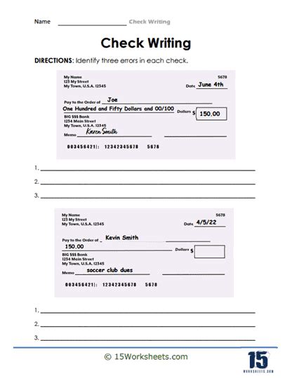 How to Write a Check Worksheet に対する画像結果
