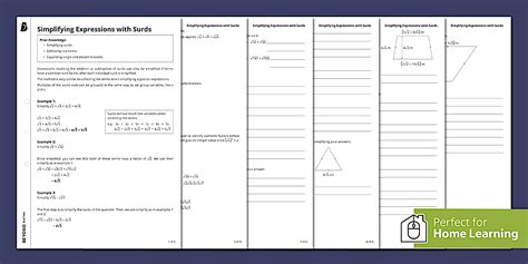 Image result for Simplifying Surds Worksheet