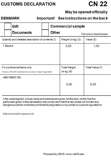 Image result for Small Packet CN22 Form