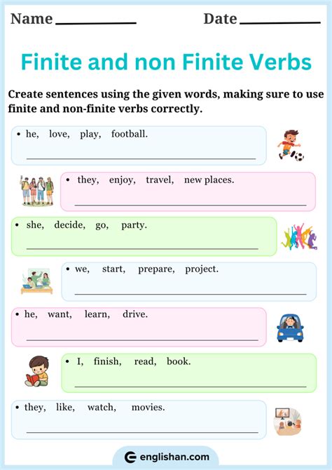 Finite and non Finite Verbs Worksheets with Answers