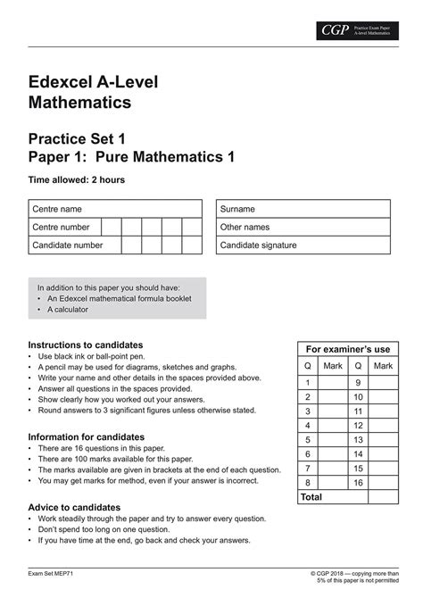 A-Level Maths Edexcel Practice Papers | CGP Books
