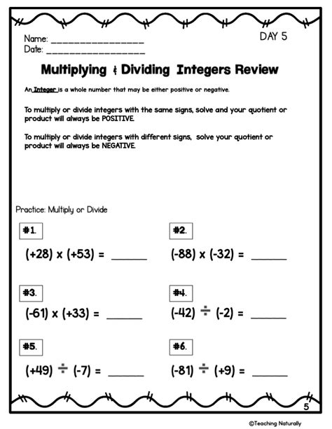 Image result for Integer Multiplication and Division Worksheet