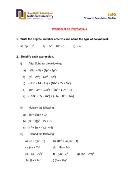 Image result for Operations with Polynomials Worksheet