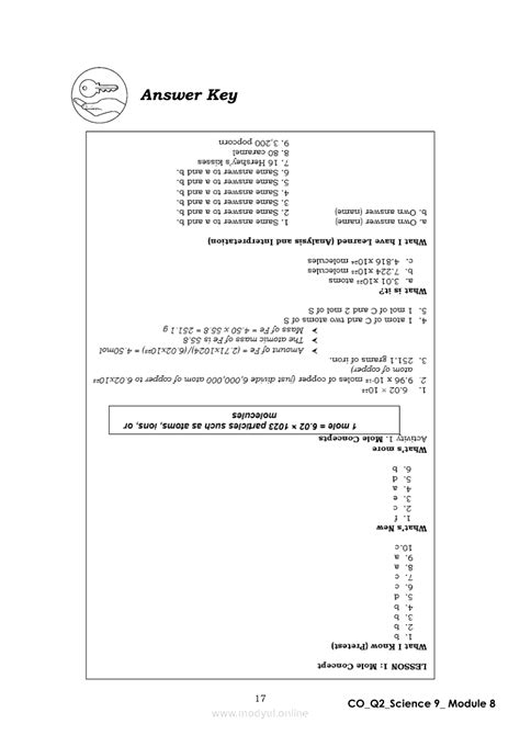 Image result for Grade 9 Science Module Mole