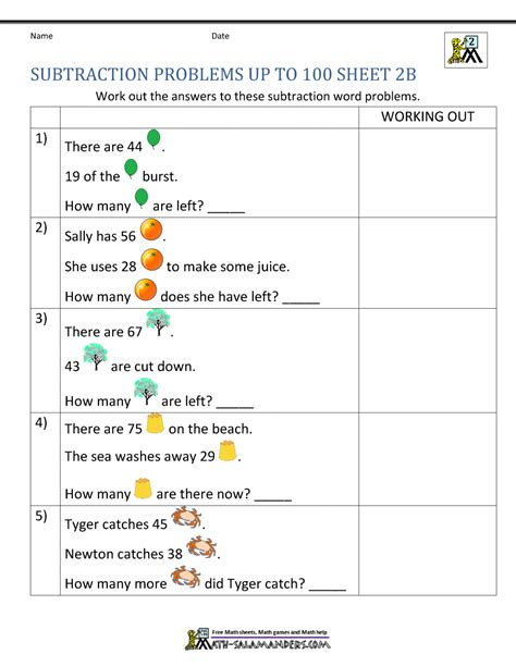Subtraction Solving Problem Activity for Grade 2 に対する画像結果