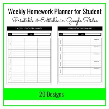 Image result for Weekly Homework Planner