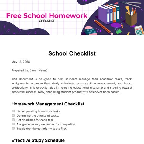 Image result for Homework Sign Checklist