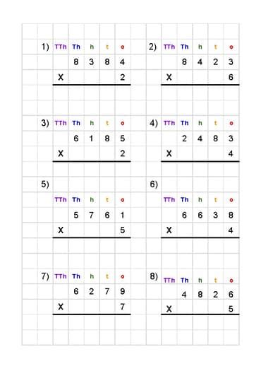 Afbeeldingsresultaten voor Practice Questions Column Multiplication Method