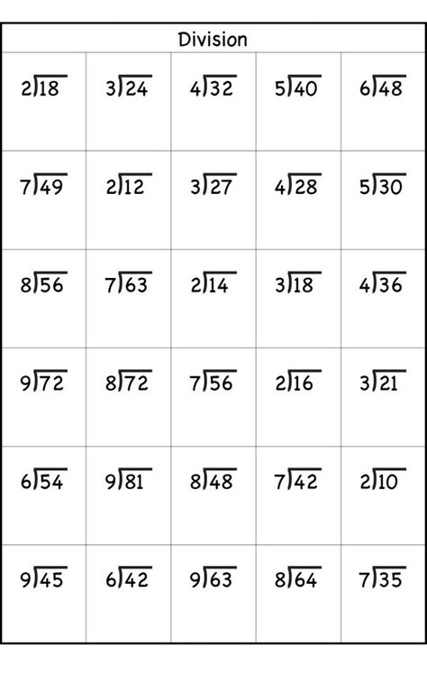 Toradh íomhá ar Free 3rd Grade Division Worksheets