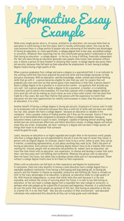 Image result for Informative Essay Thesis Examples