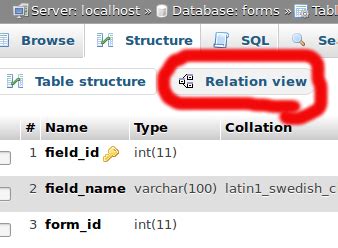 phpMyAdmin Relationship に対する画像結果