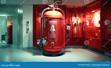 Fire Extinguishers Tank in the Fire Control Room. Emergency Equipment ...
