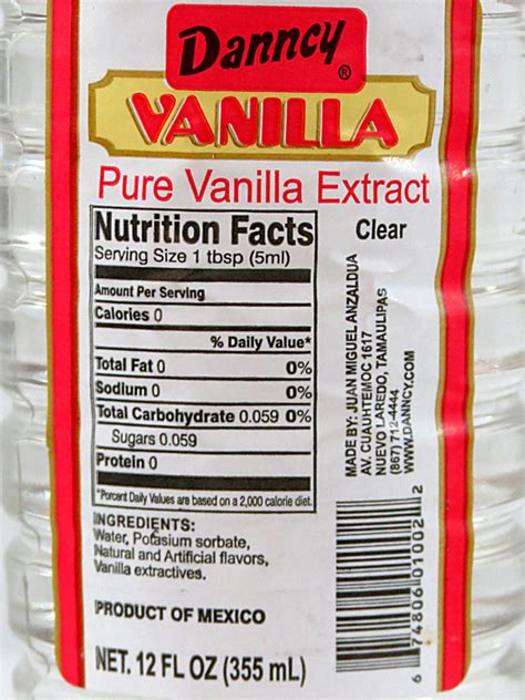 Image result for Vanilla Extract Ingredients Label