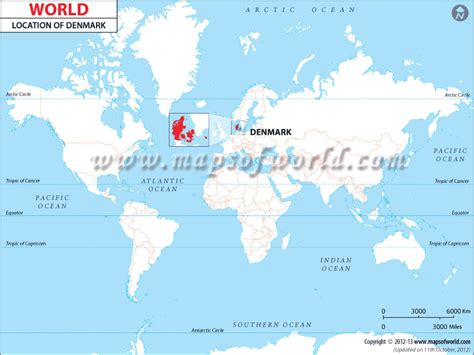 Toradh íomhá ar Location of Denmark On World Map