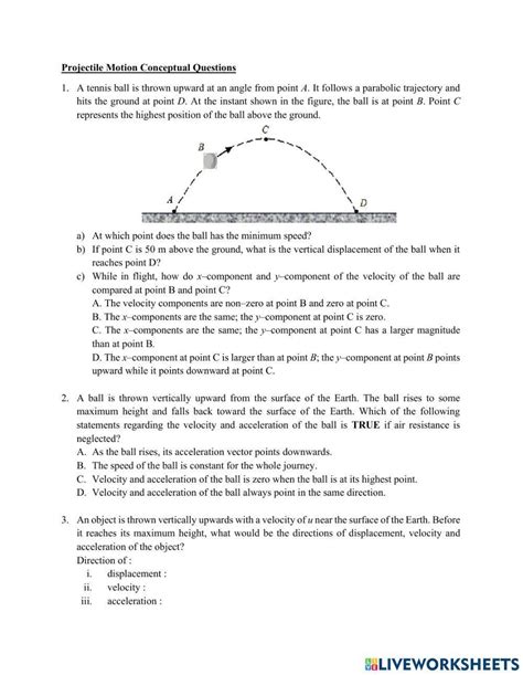 Image result for Projectile Motion Worksheet PDF