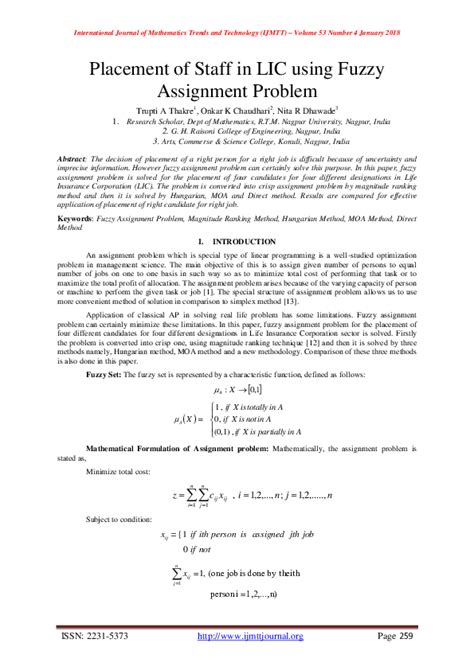 Image result for Fuzzy Assignment Problem