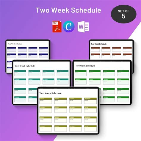 Image result for Printable 2 Week Work Schedule