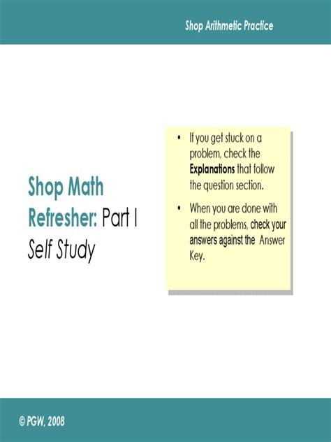 Image result for Basic Shop Math Exam