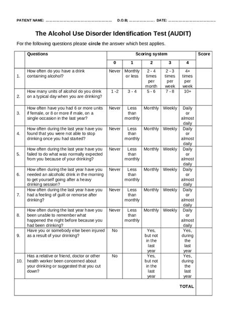 Image result for Audit Alcohol Screening Test PDF