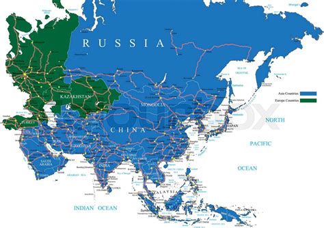 Asia road map | Stock vector | Colourbox