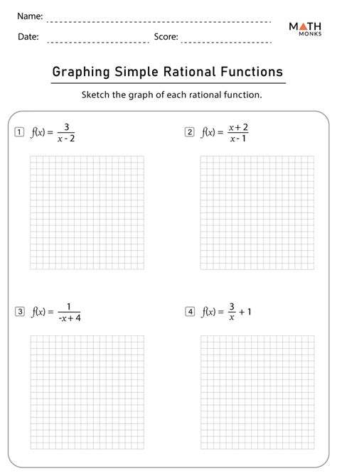 Image result for Graphing Rational Functions Worksheet