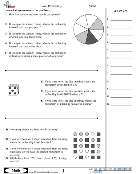 Image result for Probability 7th Grade Printable
