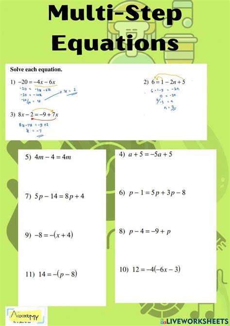 Multi-Step Equations Worksheet Maze に対する画像結果