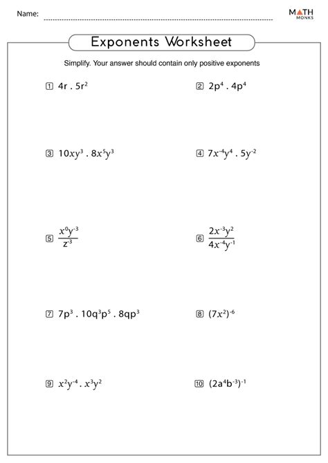 Exponents Worksheets Grade 6 に対する画像結果