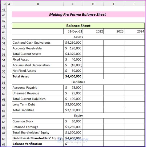 Pro Forma Balance Sheet Excel に対する画像結果