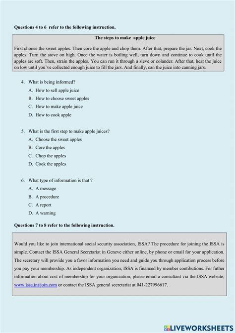 Toradh íomhá ar Procedure Text Worksheet Multiple Choice