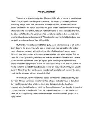 Image result for Example of Pattern of Procrastination Paper