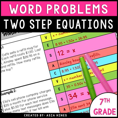 Toradh íomhá ar Two-Step Equations Worksheet 7th Grade