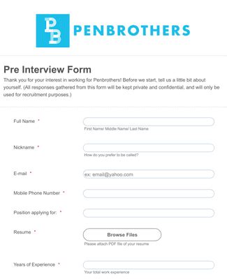 Pre-Interview Form に対する画像結果