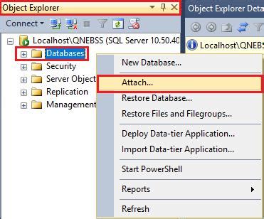 Attach SQL Server Database ਲਈ ਪ੍ਰਤੀਬਿੰਬ ਨਤੀਜਾ