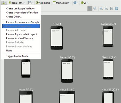 Android UI Design Sizes に対する画像結果