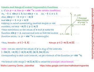 Image result for Inverse Trignometric Functions Graphs Class 12