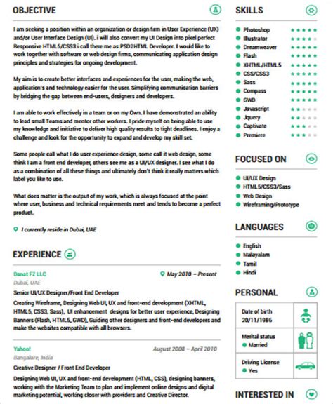 Image result for Front End Developer Resume Sample