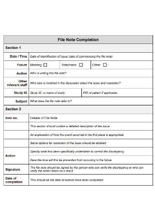 Image result for Note to File Research Example