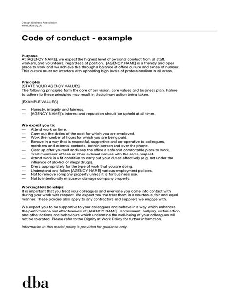 Image result for Code of Conduct Agreement Form