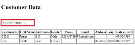 Search Input in Table HTML に対する画像結果