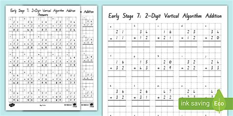 Image result for Addition Worksheets Algorithm Stage 6